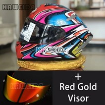 쇼에이 헬멧 풀페이스 반모 X14 X-14 2019 레드 카토 다이지로 TC-1 전체 얼굴 레이싱 오토바이 Casco 드 Motocicleta, XXL, Red Gold Visor