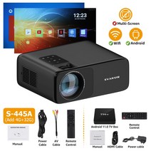 샤오미빔프로젝터SVANUR-풀 HD 네이티브 1080P 휴대용 프로젝터 비머 TV 박스 LED 7000 루멘 LCD 비디오, 02 S-445A add OS 32G