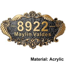 개인 맞춤 빈티지 주소 플라크 집 번호 사인 아파트 사서함 거리 명판용 기호, 16inch, Classic-11 Acrylic