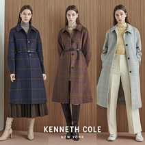 [런칭가 59 000원] 케네스콜 뉴욕 여성 알파카 울혼방 체크 코트 1종