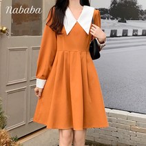 나바바 NO257 여성 로맨틱 브이넥 카라 A라인 원피스