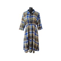 [새제품]체크 카라 밴딩 원피스 A라인 55-66사이즈