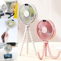 유니영 문어발선풍기 USB 무선 캠핑선풍기 판촉물인쇄, 핑크, 핑크