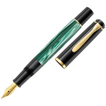 Pelikan 펠리칸 클래식 M200 고급 만년필 금 도금 그린 마블 EF F M B, F(Fine), 기본상자