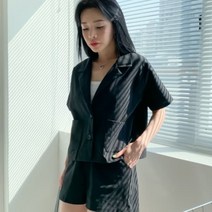 디작소 여성 봄 여름 데일리 포리아 반팔 린넨 자켓