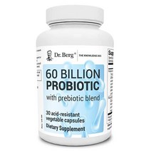 Dr. Bergs 프로바이오틱 캡슐 600억 개의 프로바이오틱스 포함 - 소화 건강을 위한 프로바이오틱스 10가지 프리바이오틱스 및 프로바이오틱스 균주 - 프로바이오틱 영양 보충제 - 식물성 캡슐 30개