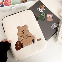귀여운 밤톨 과자 베어 흰색 아이패드 노트북 태블릿 파우치