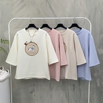 [봄신상무배]체인 홀스 루즈핏 7부 소매 티셔츠