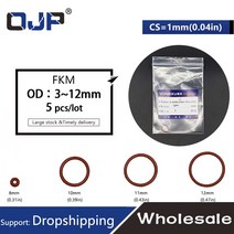 고무오링 패킹 실리콘 오링 고무링 5개/몫 고무 링 갈색 FKM O 씰 1mm 두께 OD3/4/5/6/7/8/9/10/11/12mm O-, 07 9x7x1mm_02 10pieces