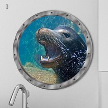 3D 잠수함 Porthole 창 벽 스티커 구강 상어 물고기 보트 냉장고 욕실 홈 인테리어 Sealife 인쇄 YZL7, B1