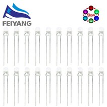 100 피스 3mm LED 발광 다이오드 키트 따뜻한 화이트 레드 블루 그린 UV 오렌지 옐로우 핑크 컬러 전구 램프 세트 3V PCB 구색, 10 100pcs Slow Flash