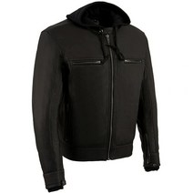 Milwaukee Leather 남성용 경량 스쿠터 재킷 풀 슬리브 탈착식 후드티-ZLM1552 블랙. 653052, Large