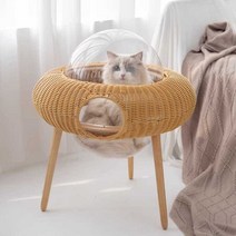 고양이 반려묘 하우스 캣타워 사계절 투명 우주선, 기본 색상(플랫 탑 버전) L-대형