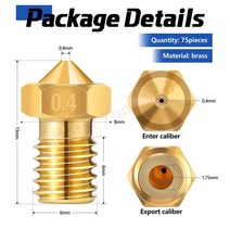 E3D 황동 압출기 프린트 헤드 메이커봇 엔더 3 CR10 1.75mm 필라멘트용 3D 프린터 부품 V5 V6 0.4mm 노즐 75 개, 한개옵션0