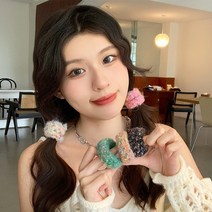 하이유니 리버스 똥머리 캔디 뽀글이 플러시 포니테일 당고머리 밴드 헤어 머리끈