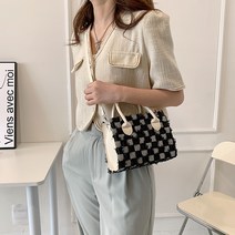 뉴 구미 빈티지 캐주얼 데님 체크 바둑판 체크 패치워크 숄더 크로스 스퀘어백 여