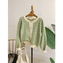 허니제이 / 미닛트 하운드체크 큐빅버튼 가디건(3color)