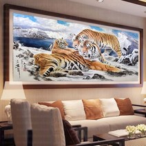 Zhangzhou Guoxing백두산에서 뛰어노는 호랑이 가족 그림 보석십자수 불운과 액운을 막아주는 큐빅 비즈 구슬 십자수, 100x60cm