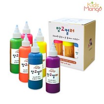 망고컬러 크림물감 160ml 형광6색 핑거페인팅물감/망고컬러물감/촉감놀이/오감놀이/유아물감/키즈망고, 망고컬러 형광6색 1세트