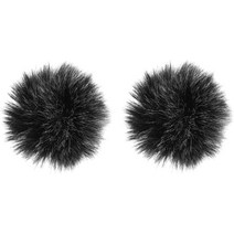 [2 개입] 라펠 마이크 윈드 스크린 퍼 마이크 마이크 클립 옥외용 핀 마이크 바람막이 잡음 저감 1.5 cm블랙