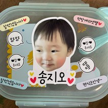 포토네임스티커 어린이집 유치원 식판 방수 스티커 투명 & 흰색 아이얼굴스티커 반려견 반려묘 반려동물 지브로카, 귀욤귀욤체, 2번 포토스티커 투명