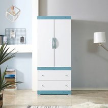 해해동동 클라라(댐퍼경첩)투서랍형 옷장 이불장 신제품(88), 화이트블루