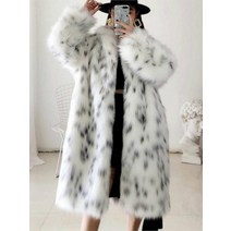 폭스퍼자켓 여성 겨울 여우 모피 코트 캐주얼 스노우 레오파드 프린트 모피 여성 두꺼운