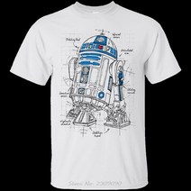 남성티셔츠 재밌는 깔끔한 쿨 프린트 남성 티셔츠 여름 코튼 R2D2 Plan Tees o넥 반팔 여성 재미있는 하라