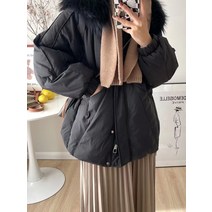 인기폭주 가을 겨울 파크텔 퍼 후드 리얼 오리털 숏패딩 힙한 댄스 패션 의상