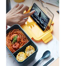 도시락세트 수저포함 샐러드통 렌지 식기세척기 사용가능, 도시락-네이비블루