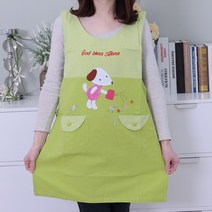 데코나인 강아지앞치마 면 원피스 어린이집 유치원교사 보육교사 단체 교회, 반디앞치마-연두