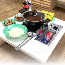 미니 불판 식탁 4color 접이식 로스타 테이블 버너 고깃집 혼술 손님맞이 집들이선물, 블랙