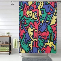 파란색 배경 욕실 제품 가정 용품 샤워 커튼, 152x183cm(60x72in)