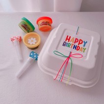 구디백 선물 포장 박스 20p+해피벌스데이 스티커 20p 1세트 디저트 조각케이크 쿠키 떡 포장, 뉴사각 화이트 20p+알록 해피벌스데이 스티커 20p