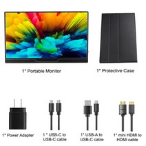 xbox호환 PS4호환 PS5호환 스위치용 휴대용 모니터 HDR 500Nit 듀얼 스피커 노트북 모니터 4K IPS 스크린 게이밍 디스플레이 17.3 인치, With protective case_EU 플러그