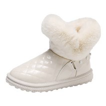 여자패딩신발 방한 털장화 신발 여자 겨울 털부츠여성용 화이트 모피 부츠 두꺼운 플러시 따뜻한 겨울 스