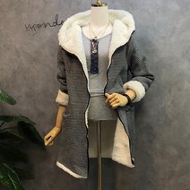 라임브릿지 보들양털 후드 롱 니트 코트