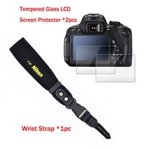 니콘 D7500 카메라 LCD 보호 필름 어깨 스트랩 손목 로프 처리 로프에 대한 HD 강화 유리 화면 보호기, 02 Set 1