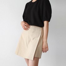린넨 하프 밴딩 랩치마 바지