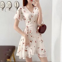 원피스 화이트 플라워 반팔 원피스 여름 여성 루즈핏 슬림핏 쉬폰 원피스