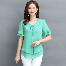 뉴타임즈 중년 여성 반팔 블라우스 N225Z