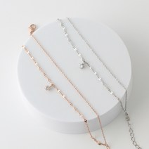 [주얼리h] 써지컬스틸 입술체인큐빅 두줄 팔찌