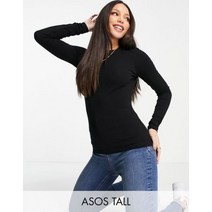 ASOS DESIGN 블랙 컬러의 긴팔 톨 얼티미트 슬림핏 티셔츠