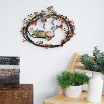 오너클랜 가랜드 열매부엉이 벽장식 리스 인테리어 가랜더 1P_W75845D, 레드