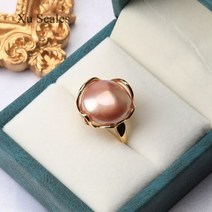 진주반지 혼주반지 알반지 천연 담수 불규칙한 원형 버튼 바로크 오로라 흰색과 복고풍 금
