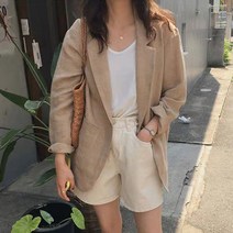 내추럴 린넨 루즈핏 싱글 블레이저 여성 가을 자켓 마싱글 블레이저 여성 가을 자켓 여름싱글 블레이저 여성 가을 자켓 캐주얼싱글 블레이저 여성 가을 자켓