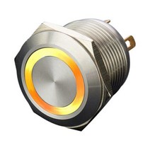전동 자동 커튼개폐기 블라인드 19mm 3V 6V 12V 24V 3 색 (RGB) 4 핀 자동 리셋 링 내장 저항 5A 250V 금속 푸시 버튼 스위치, LED Voltage 12V, YELLOW