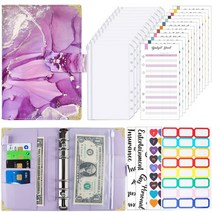 돈 저축 노트북 A6 Pu 가죽 예산 바인더 현금 봉투 정리 금융 플래너, [01] A6, [09] Purple