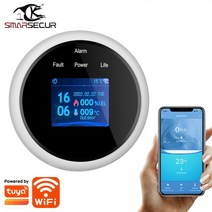 가스 누설 탐지기 검지기 SMARSECUR Tuya WiFi L 누출 센서 알람 화재 보안 감지기 APP 제어 안전 스마트 홈 라이프, 01 Black