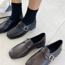 [당일출고] 2컬러 스퀘어 버클 로퍼 단화 3cm